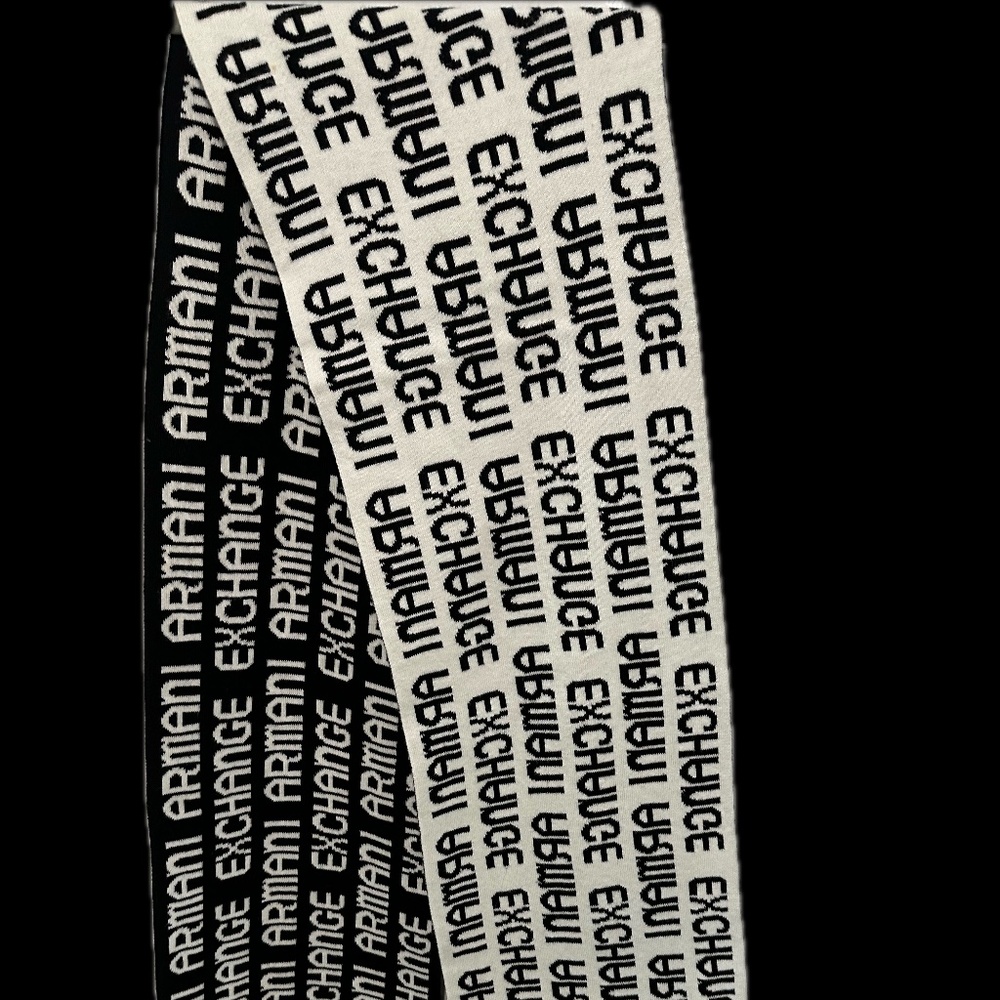 Armani Exchange A|X Logo Knit Scarf Black & White